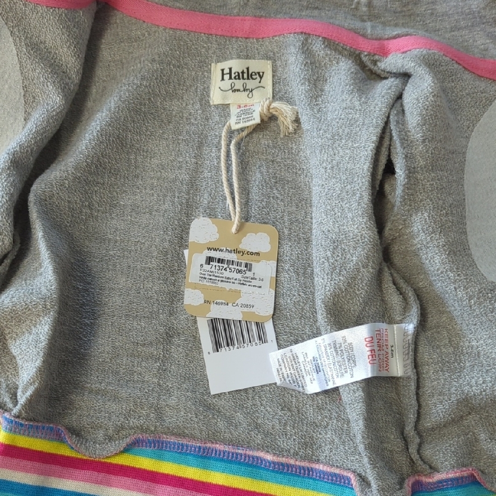 Hatley Gray and Pink Sweatshirt with Rainbow Stripes